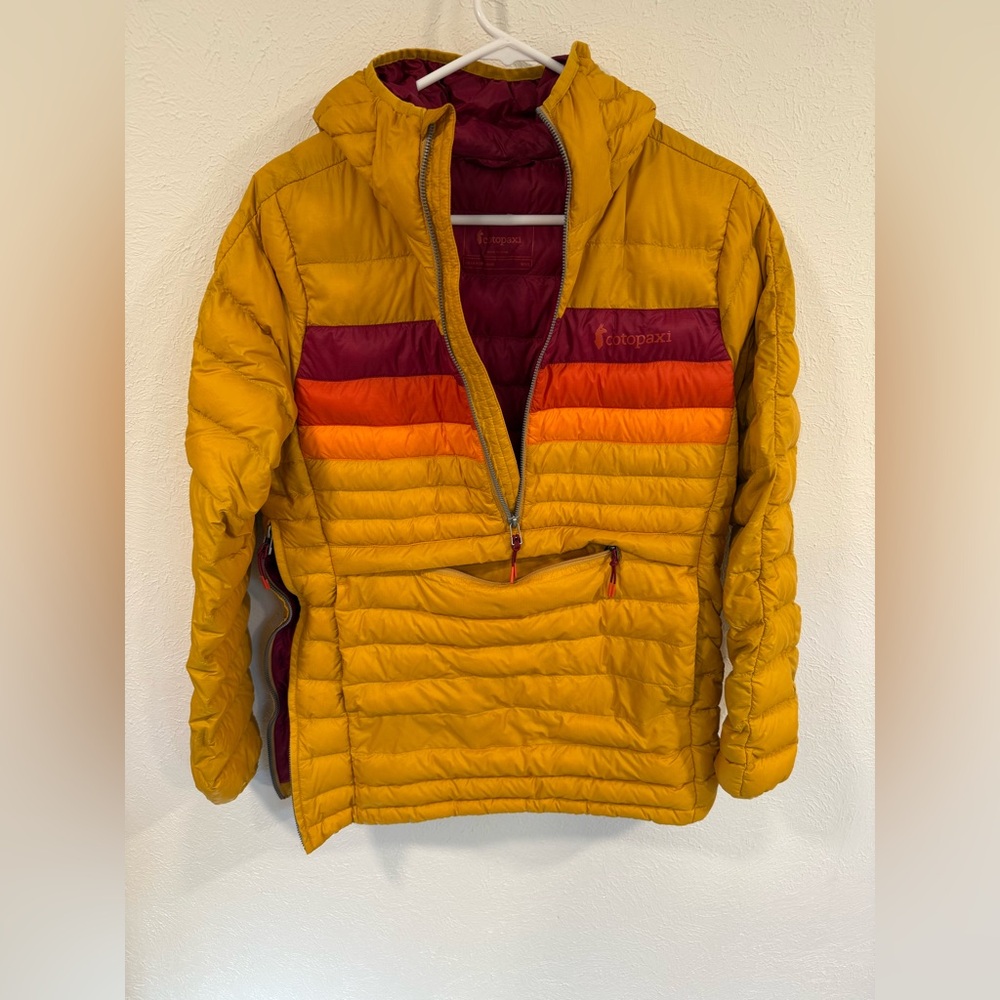 Cotopaxi Fuego Down Hooded Pullover, Amber Stripes, XS - Picture 12 of 15
